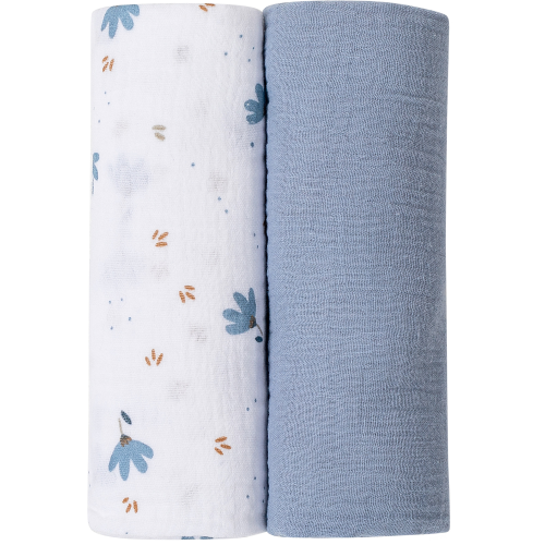 Mussole Set 2 pz 70x70 in Cotone - Azzurro